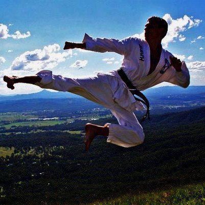 Taekwondo flying side kick