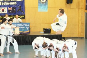 Taekwondo flying side kick