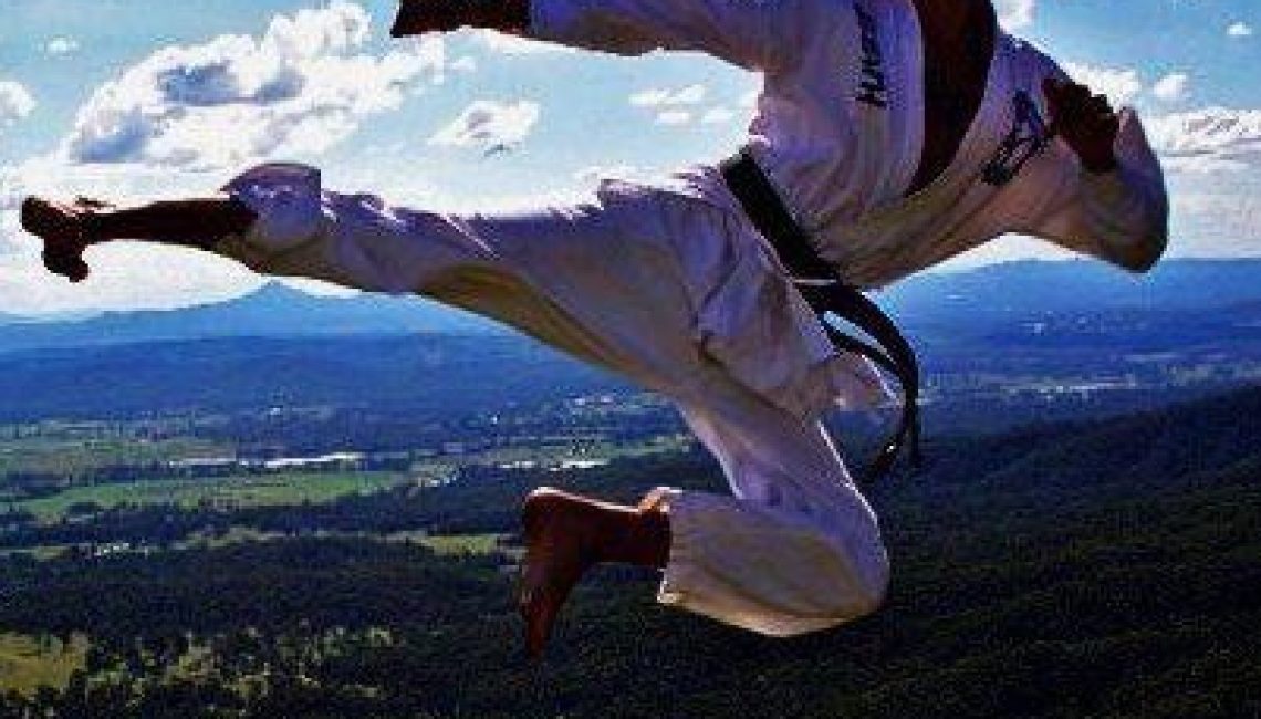Taekwondo flying side kick