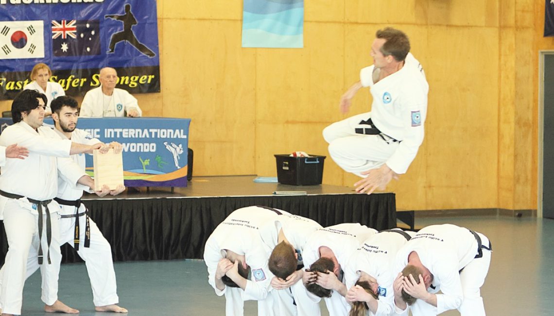 Taekwondo flying side kick